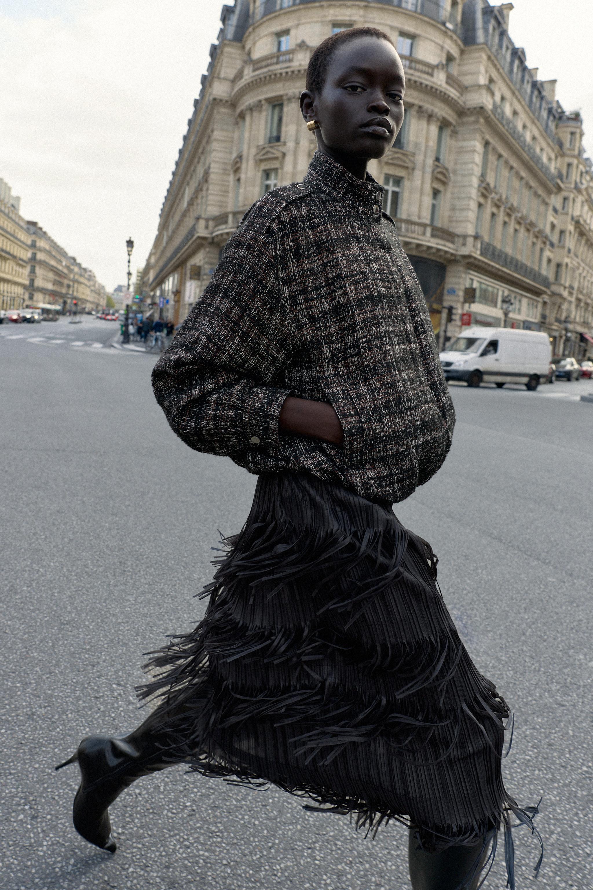 METALLIC THREAD TEXTURED BOMBER JACKET